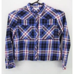 Kensie Jeans Women's Button Up Long Sleeve Collared Shirt Large Multicolor Plaid